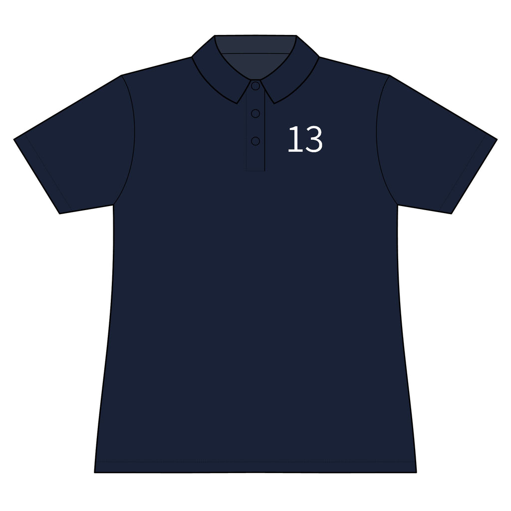 13th  Happy Anniversary: Team polo Shirt - Blue Ribbon - Wife / Women's