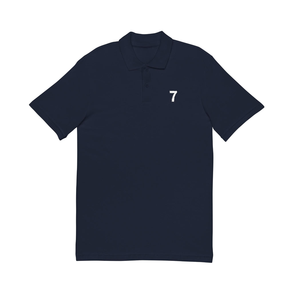 7TH  Happy Anniversary:  Team polo Shirt - Blue Ribbon - Husband / Men's
